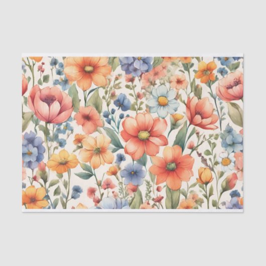 Abstracte Waterverf Bloemen voor elke gelegenheid Tissuepapier (Voorkant)