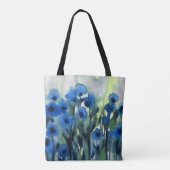 abstracte Waterverf "Blue Field of Flowers" Tote Bag (Achterkant)