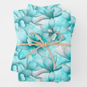 Abstracte Waterverf Blue Flowers Inpakpapier Vel