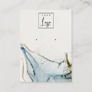 Abstracte Waterverf Blue Gold Logo Houder Visitekaartje