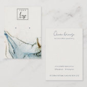 Abstracte Waterverf Blue Gold Logo Houder Visitekaartje (Voorkant / Achterkant)