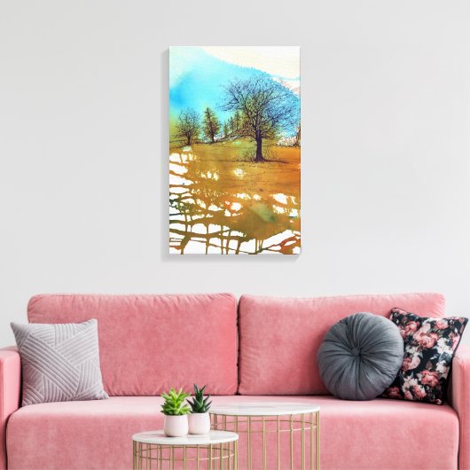Abstracte Waterverf boomlandschapsink Canvas Afdruk (Insitu (Woonkamer))
