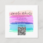 Abstracte waterverf Brush Strockartiest Vierkante Visitekaartje (Achterkant)