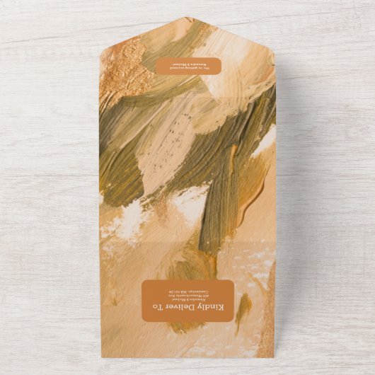 Abstracte Waterverf Brush Stroke Bruiloft All In One Uitnodiging (Buitenkant)