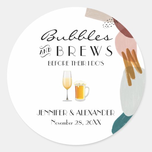 Abstracte Waterverf Bubbles & Breeuwen Ronde Sticker (Voorkant)