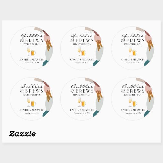 Abstracte Waterverf Bubbles & Breeuwen Ronde Sticker (Vel)