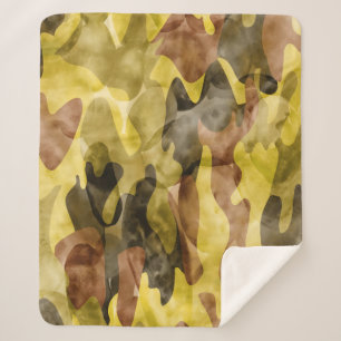 Abstracte Waterverf: Camouflage Tie Dye Sherpa Deken