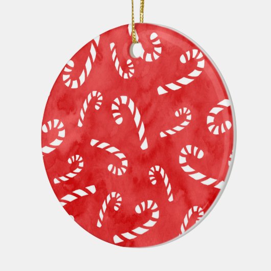 Abstracte Waterverf Candy Cane Pattern Keramisch Ornament (Links)
