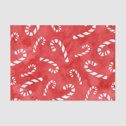 Abstracte Waterverf Candy Cane Pattern Tissuepapier (Voorkant)