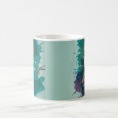 Abstracte Waterverf Chickadee - Blauwgroen Mok (Center)