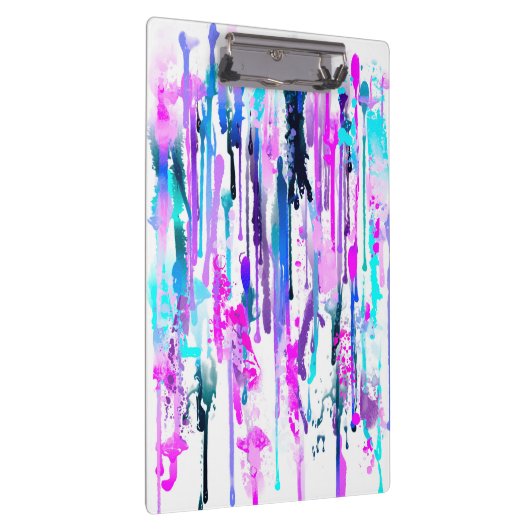 Abstracte Waterverf Druppels Blauw Turkoois Roze Klembord (Rechts)