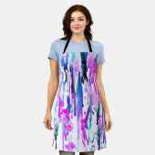 Abstracte Waterverf Druppels Blauw Turkoois Roze Schort (Gedragen)