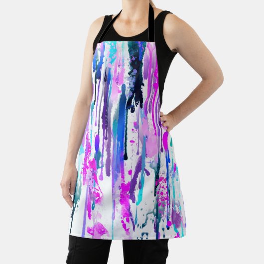 Abstracte Waterverf Druppels Blauw Turkoois Roze Schort (Insitu)