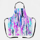 Abstracte Waterverf Druppels Blauw Turkoois Roze Schort (Voorkant)