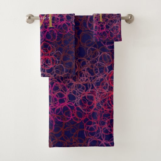 Abstracte Waterverf druppels Monogram naam Bad Handdoek (Insitu)