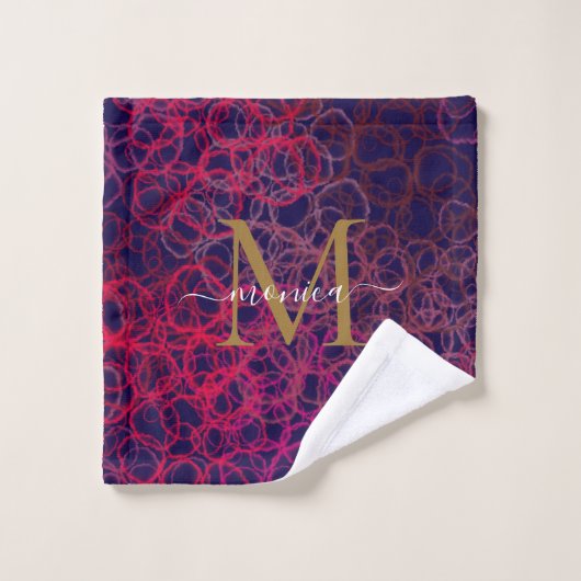 Abstracte Waterverf druppels Monogram naam Bad Handdoek (Wasdoekje)