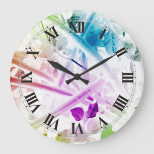 Abstracte Waterverf Floral Wall Clock Grote Klok