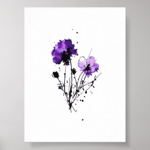 Abstracte Waterverf Flowers Poster