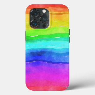 Abstracte Waterverf gekleurde strips regenboog iPhone 13 Pro Hoesje