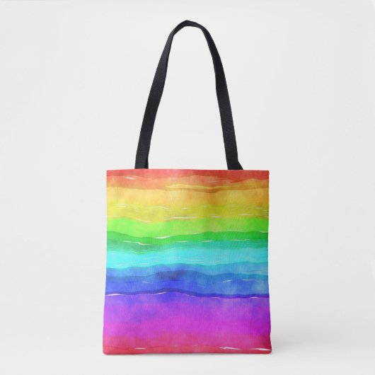 Abstracte Waterverf gekleurde strips regenboog Draagtas (Voorkant)