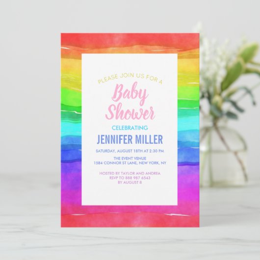 Abstracte Waterverf gekleurde strips regenboog. Kaart (Staand voorkant)