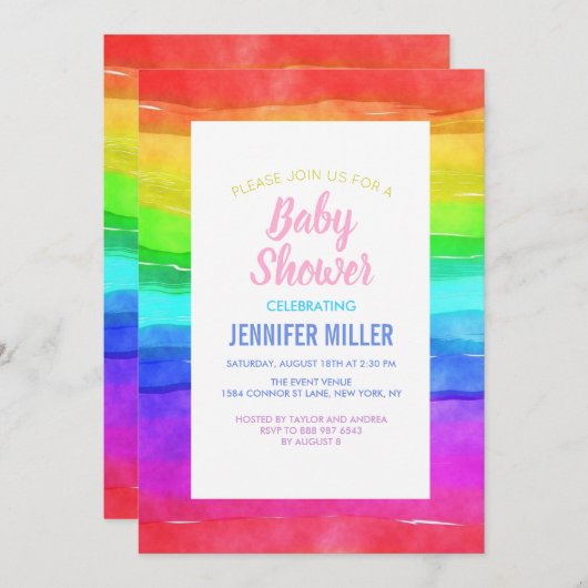 Abstracte Waterverf gekleurde strips regenboog. Kaart (Voorkant / Achterkant)