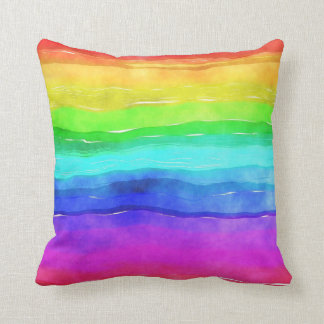 Abstracte Waterverf gekleurde strips regenboog Kussen