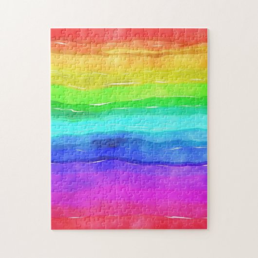 Abstracte Waterverf gekleurde strips regenboog Legpuzzel (Verticaal)