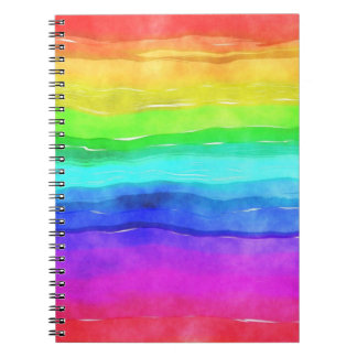Abstracte Waterverf gekleurde strips regenboog Notitieboek