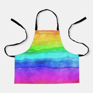 Abstracte Waterverf gekleurde strips regenboog Schort