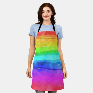 Abstracte Waterverf gekleurde strips regenboog Schort