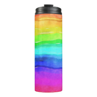 Abstracte Waterverf gekleurde strips regenboog Thermosbeker