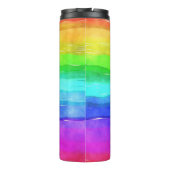Abstracte Waterverf gekleurde strips regenboog Thermosbeker (Achterkant)