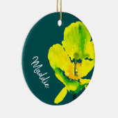 Abstracte waterverf gele bloem keramisch ornament (Rechts)