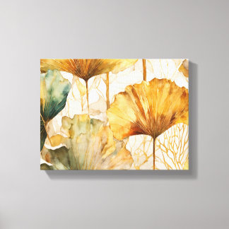 Abstracte Waterverf Ginkgo bladeren Canvas Afdruk