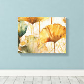 Abstracte Waterverf Ginkgo bladeren Canvas Afdruk (Insitu (Houten vloer))