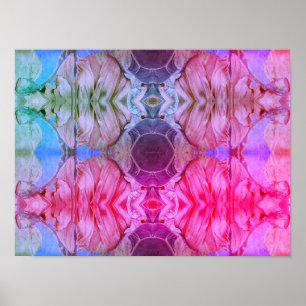 Abstracte Waterverf Girly Pink Floral Boho Pattern Poster