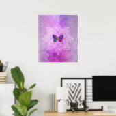 *~* Abstracte Waterverf Glitter Mandala Butterfly Poster (Thuiskantoor)