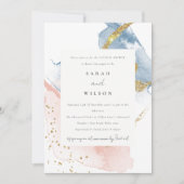 Abstracte Waterverf Gold Pink Blue Couples Kaart (Voorkant)