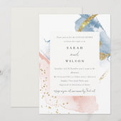 Abstracte Waterverf Gold Pink Blue Couples Kaart (Voorkant / Achterkant)