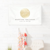 Abstracte Waterverf Gouden Cirkel Logo op Wit Spandoek (Insitu)