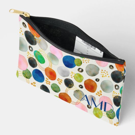 Abstracte Waterverf Gouden Glitter Art + Monogram Etui (Open)