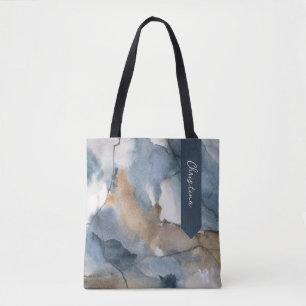 Abstracte Waterverf Grijs Bruin Marmeren Patroon Draagtas