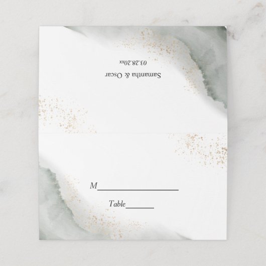 Abstracte Waterverf Groene penseelstreken & goud (Buitenkant ongevouwen)