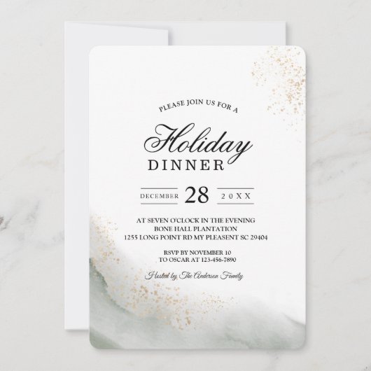 Abstracte Waterverf Groene penseelstreken & goud Kaart (Voorkant)