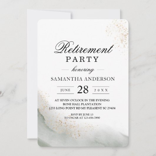 Abstracte Waterverf Groene penseelstreken & goud Kaart (Voorkant)