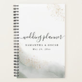 Abstracte Waterverf Groene penseelstreken & goud Planner (Voorkant)