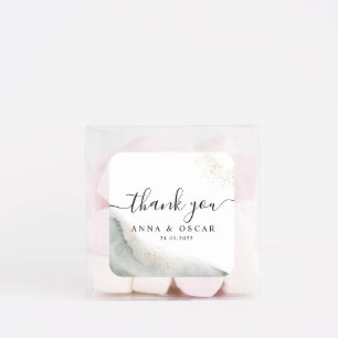 Abstracte Waterverf Groene penseelstreken & goud Vierkante Sticker