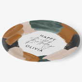 Abstracte waterverf groene terracotta papieren bordje (Gekanteld)