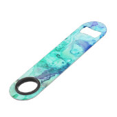 *~* Abstracte Waterverf Groene Turquoise Modern Speed Flessenopener (Achterkant Gekanteld)